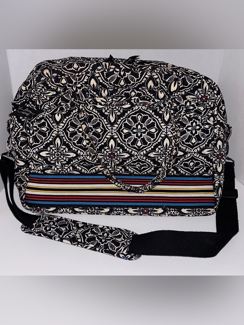 Vera Bradley Black & Cream Floral Quilted Weekend Bag